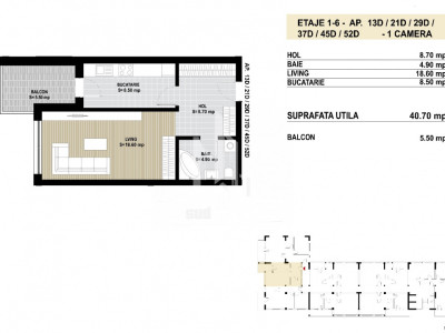 Grand Arena-garsoniera decomandata premium