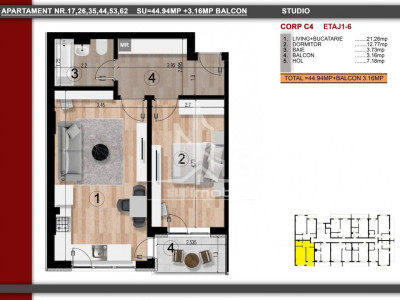 Metrou Berceni apartament 2 camere tip studio.