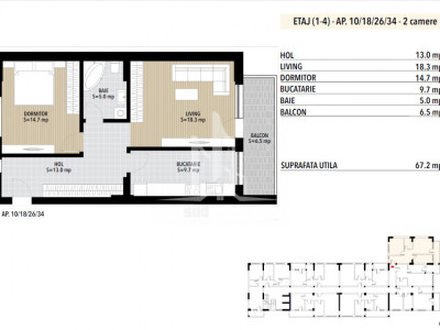 Apartament 2 camere decomandat Grand Arena Dealul Cucului.