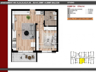 Metrou Berceni apartament 2 camere tip studio TVA 9 %.