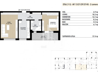Apartament 2 camere decomandat Grand Arena Dealul Cucului.