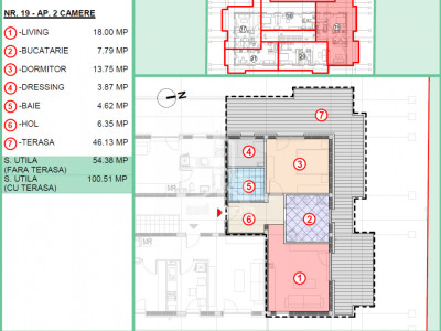 Apartament 2 camere decomandat cu terasa 46 mp soseaua Leordeni.