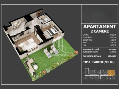 Parc Laurentiu Raiciu apartament 2 camere decomandat si curte 40 mp.