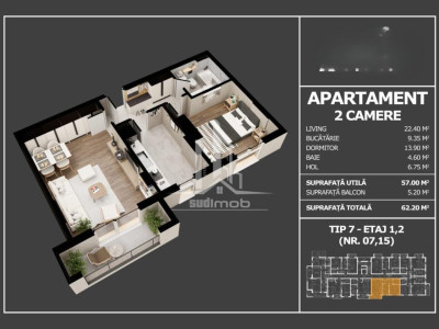 Parc Laurentiu Raiciu apartament 2 camere decomandat.